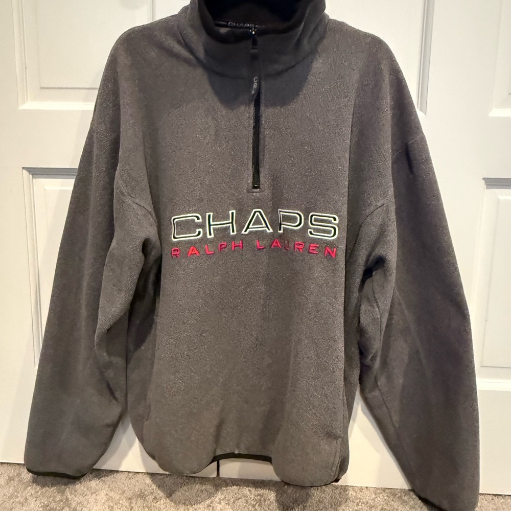 Ralph Lauren Chaps Men’s Grey Quarter-Zip Fleece Pullover